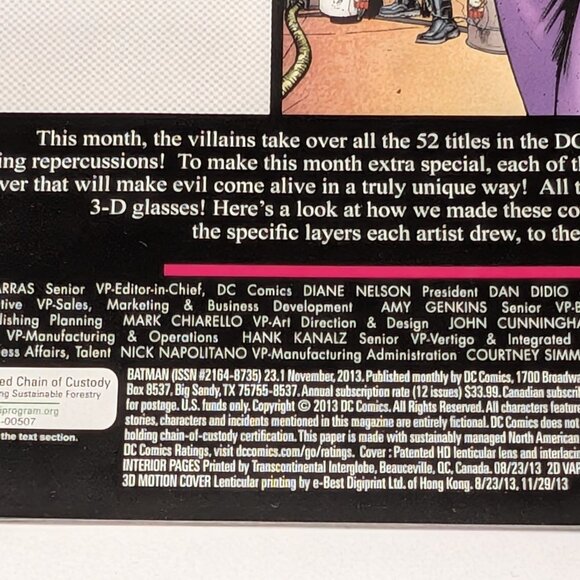 BATMAN 23.1 3D COVER JOKER #1 COMIC BOOK 2011 NEW 52 DC COMICS LENTICULAR - Picture 11 of 15